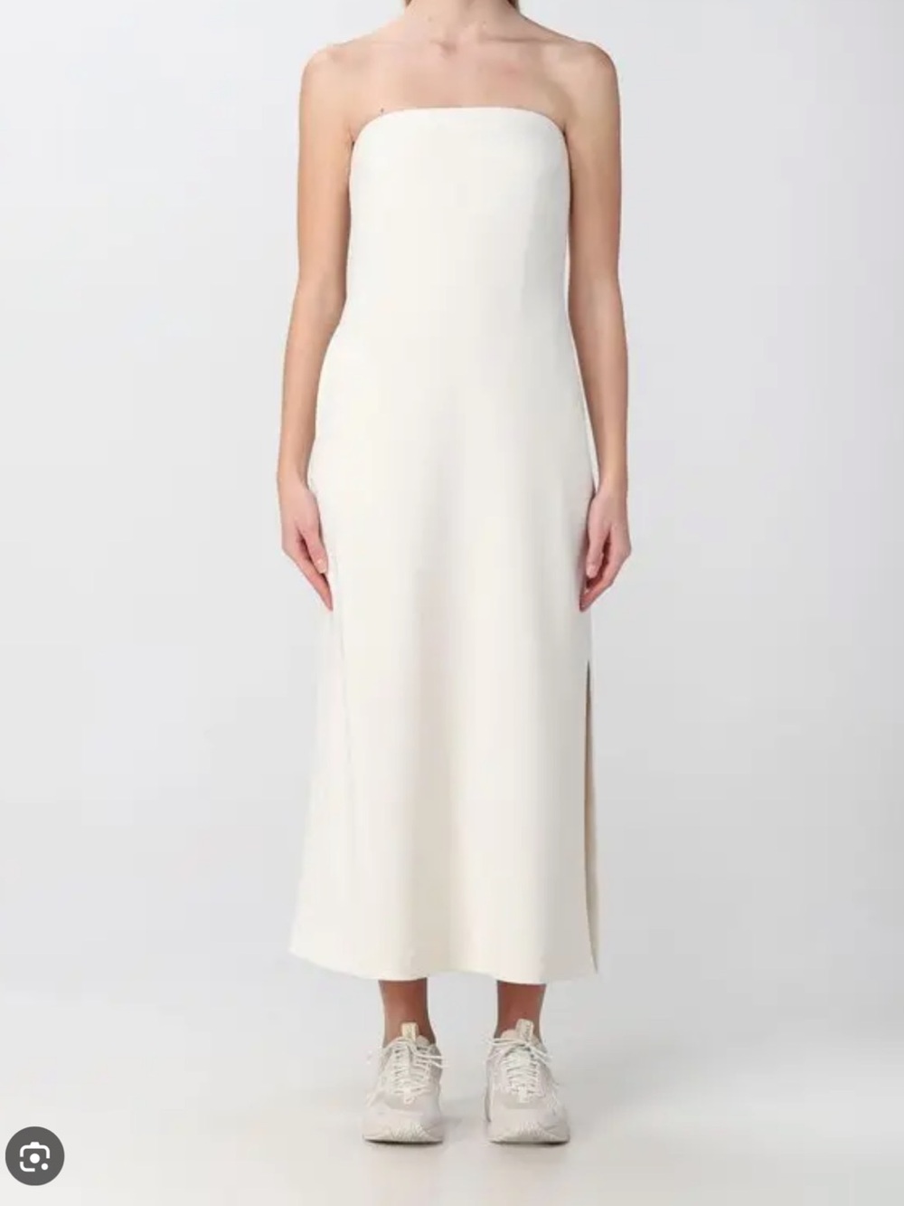 Theory Strapless Cream Midi Dress- Size 10